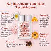 HKH Retinol Serum Capsules for Face: 48 Capsules Vitamin A Anti-Aging Wrinkle Skin Care Night Serum - Vitamin E Collagen Oil for Women - Daily Deep skincare for Fine Lines Smooths Hydrates - 0.58 Oz