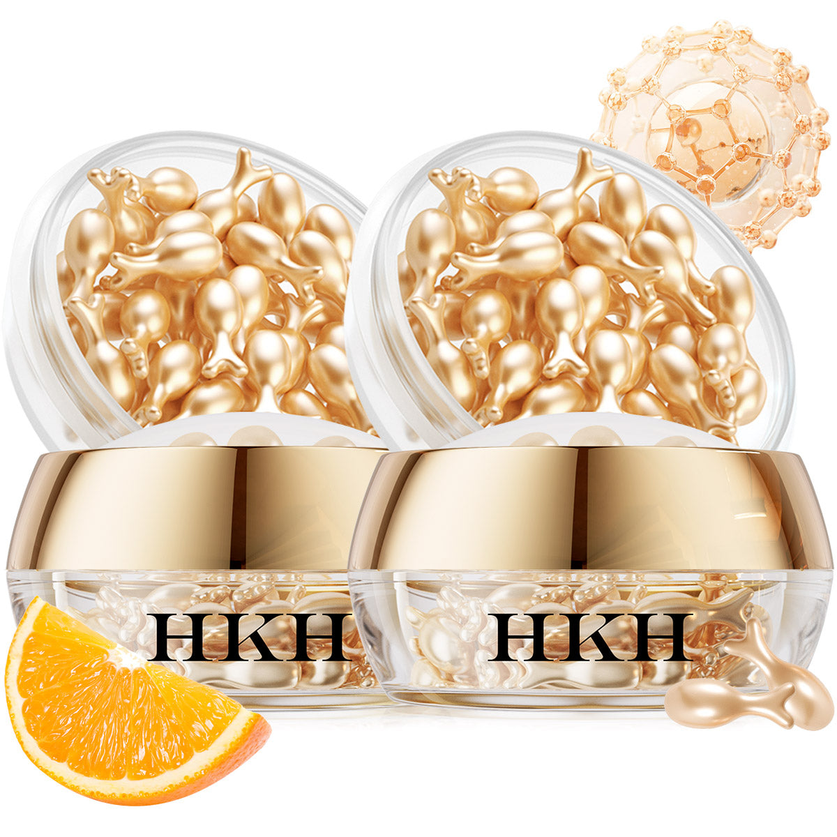 HKH Vitamin C Super Serum for Face - Anti Aging Skincare Vitamin E Facial Serum Capsules with Niacinamide - Vit C Serum Oil for Women - Moisturise & Even Skin Tone - Travel Friendly (38 Capsules)